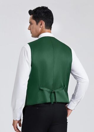 HISDERN Жилет чоловічий для весілля, класичний, ретро, бавовна, однотонний, елегантний, для бізнесу, вечірки, XS-4X (XXL, Зелений)