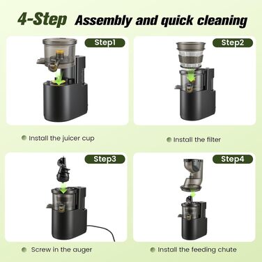 Шнекова соковижималка Entsafter Slow Juicer 400W для цілих овочів та фруктів, чаша 1.8л, холодний віджим, BPA-free