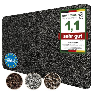 Килимок для підлоги DOMOPRIMA з мікрофібри, миючий, неслизький, надзвичайно поглинаючий та плоский – антибактеріальний, для внутрішнього та зовнішнього використання (Антрацит, 60x40 см)