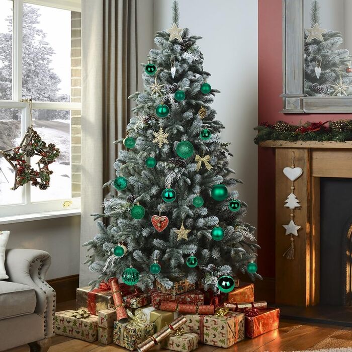 40 шт. прикрас для ялинки - ялинкові кулі 4 см, зелені, ударостійкі. Новорічний декор для ялинки