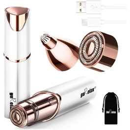 Електричний жіночий тример 5-в-1 для тіла та обличчя, бездротовий, для обличчя, бікіні-зони, ніг, носа та вух (білий) з 2 змінними насадками