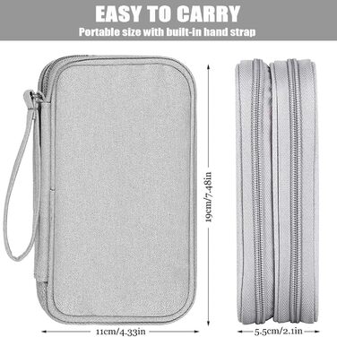 Органайзер для кабелів та аксесуарів для подорожей, сірий. Універсальний кейс для кабелів, power bank та інших гаджетів