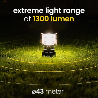 Favour LED Lantern Outdoor Lamp Bright 1300 Lumens | Camping Lamp, IP64 Waterproof, Shockproof | Camping Light with Stepless Dimming, Variable Color Temperature from Warm White to Cool White, Battery Powered