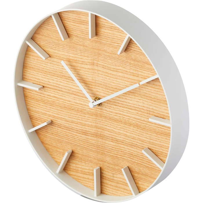 Yamazaki 4108 RIN Wall Clock, Steel/Plywood, Minimalist Design, 26.5 x 4.2 x 26.5 cm (LxBxH) (White)
