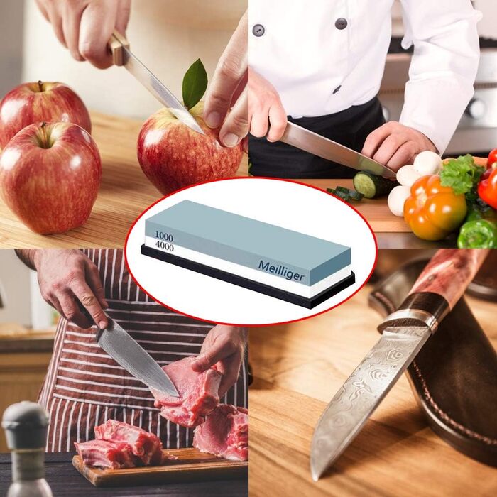 Набір для заточування ножів Schleifstein: двосторонній точило з зернистістю 1000/4000, з антиковзким тримачем