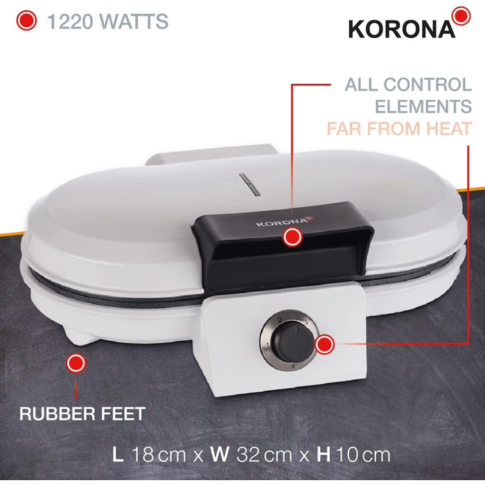 Вафельниця Korona Party 41020: автоматична, 1000 Вт, діаметр 18 см, червона