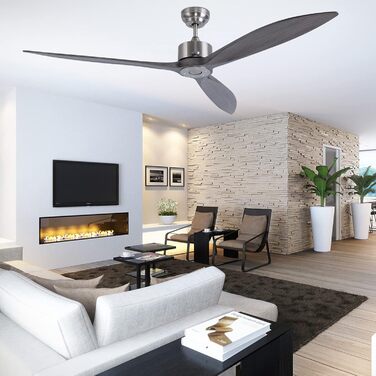 Стеляний вентилятор Reiga з імітацією дерева, 165 см, DC-двигун, керування пультом та Smart Home, 6 швидкостей, колір: коричневий, для внутрішнього та зовнішнього використання