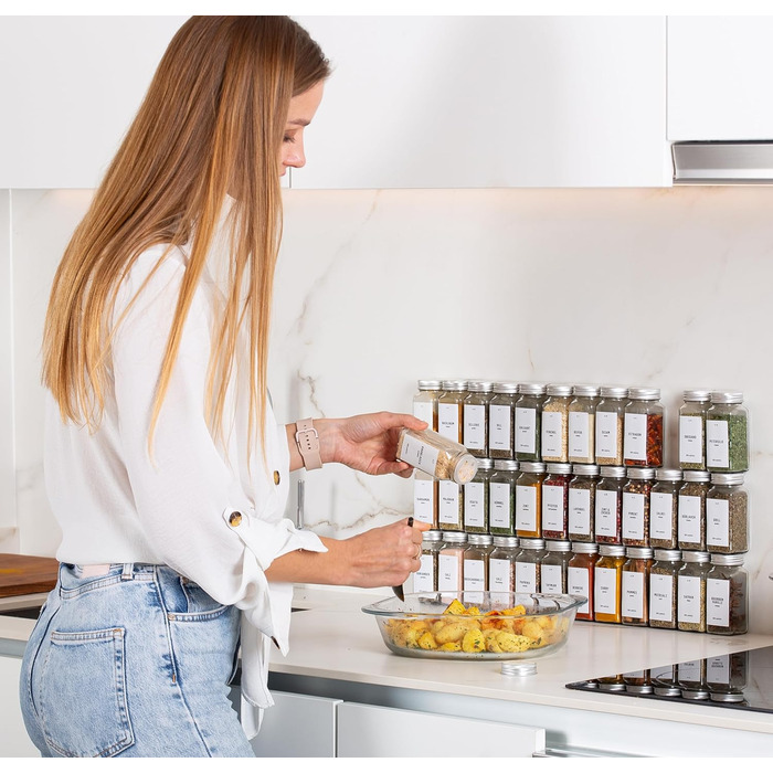 Набір скляних баночок для спецій Deco haus® з кришкою та ситом [+Етикетки] - 24 шт.