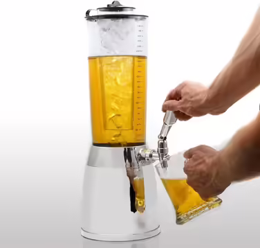 4.0L Beer Tower Tap Dispenser Draft Beer Tower Drinking Fountain Beverage Dispenser Beverage Tower with 1.3L Ice Cooling (1x Beer Tower Chrome)