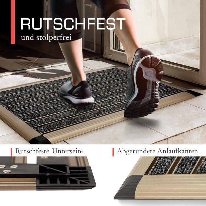 Aluminum Outdoor Doormat - 50x80cm - Rust-Proof, Non-Slip - Champagne Gold