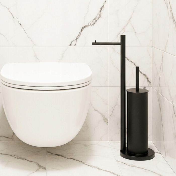 Тримач для туалетного паперу з підставкою для йоржика, чорний лофт, YOKA