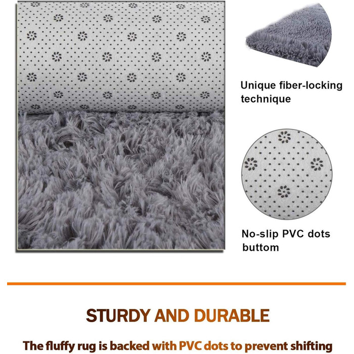 М'який килим Aujelly для спальні, пухнастий, з бахромою, кольоровий батик, 120 x 160 см, темно-сірий