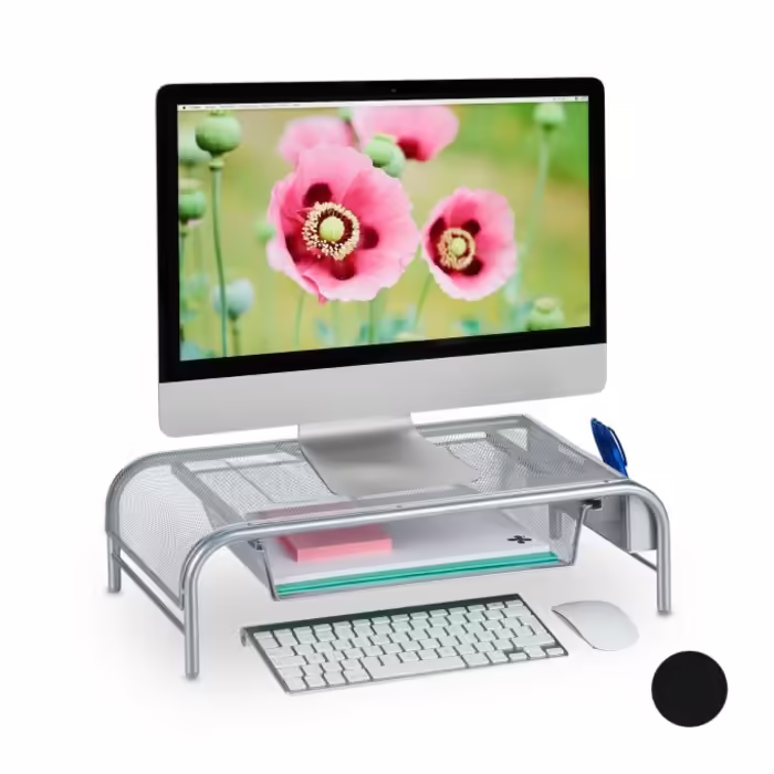 Relaxdays Monitor Stand with Drawer