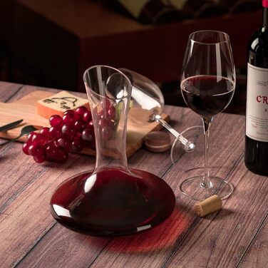 Wine Aerator Decanter Set with Drying Stand, Stopper, Brush, and Pearls, Decanter, Wine Decanter, Wine Gift, Wine Decanter, Carafe, 100% Lead-Free Blown Glass