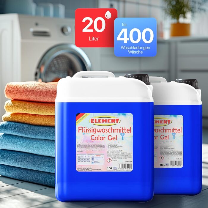 Рідкий пральний засіб Element Color Gel для кольорових речей, 10 л (200 прань), Активна свіжість