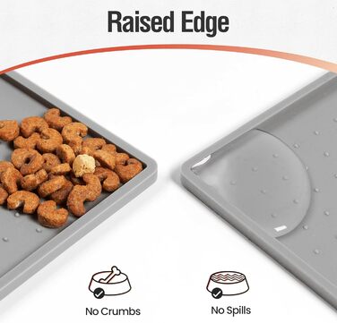 Килимок для годування собак та котів Conlun, нековзний, 100% водонепроникний, з піднятим бортиком, для запобігання розливу, придатний для миття в посудомийній машині (Taupe, 60 x 40 см)