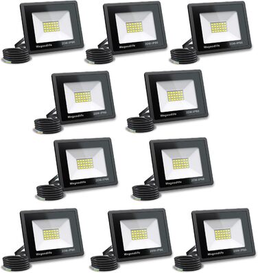 2 Pieces 100W LED Flood Lights Outdoor, Super Bright 8140LM Wall Light, 3000K Warm White Outdoor Spotlights, IP66 Waterproof Floodlight, Spotlight for Backyard Driveway Doors Garage Hallway Garden (Cool White, 20.0 Watt 10 Pieces)