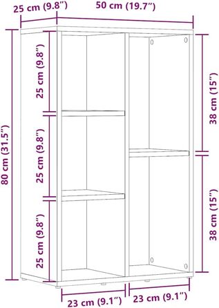 vidaXL Artisan Oak Bookshelf - 50x25x80 cm