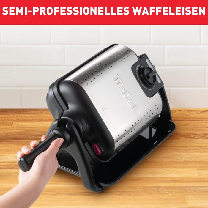 Tefal King Size Waffle Maker WM756D | Double waffle maker for 2 Belgian waffles | Rotating function | Non-stick coated plates | Thick waffles | Temperature control | Easy cleaning | 120W | 1L