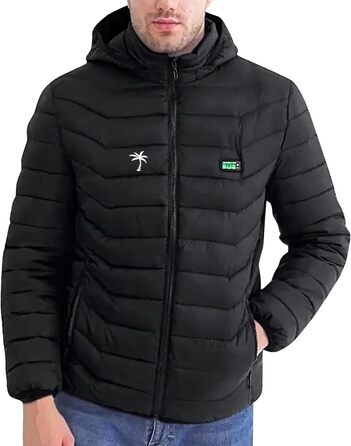 Обогрівальна куртка для чоловіків та жінок з капюшоном, тепла куртка-жилет, куртка з підігрівом для активного відпочинку, туризму, полювання, мотоциклів та кемпінгу (L, чорний)