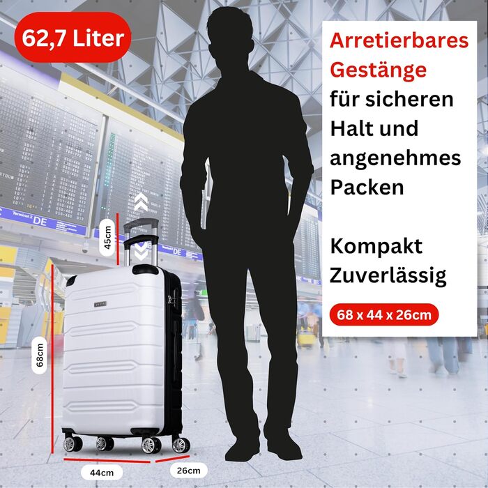 Набір валіз NOWI Rhodos – 3 шт. з ABS, з кодовим замком, 360° обертання, рожевий. Розміри M, L, XL