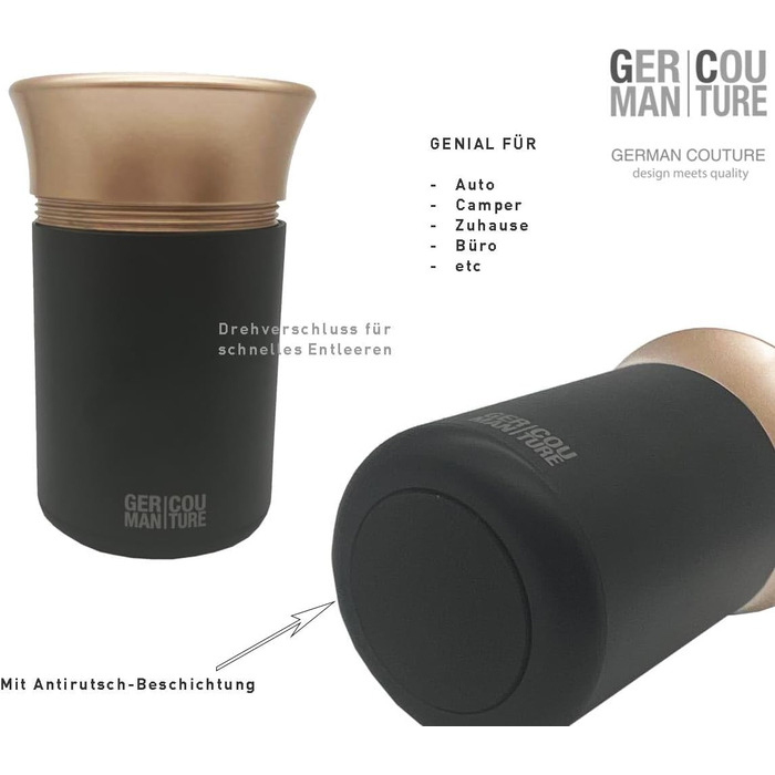GC German Couture Stickbecher Auto-Aschenbecher compatible with IQOS ILUMA PRIME TEREA Sticks & Heets-Sticks + Glo Hyper Pro Air neo-Sticks Accessories & for PLOOM, black/gold