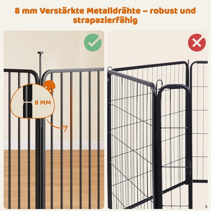 Вольєр для цуценят Yaheetech 12-секційний, 100 см, з замком, тихі труби, захист для підлоги, 8 мм металевий дріт, для квартири та саду