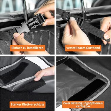 Захист для багажника авто Toozey для собак – Ultraleichte Hundedecke, універсальний, водовідштовхувальний, міцний, з боковим захистом та великими кишенями, швидкий монтаж, XL, чорний з сірою кромкою