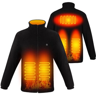 Обогревна куртка TOUVE з 5 зонами підігріву, регулюванням температури, Polar Fleece, для жінок та чоловіків, чорний (2025)