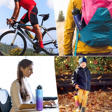 Термопляшка Vikaster 500 мл, нержавіюча сталь, без BPA, для спорту, подорожей та фітнесу (чорний & винно-червоний)