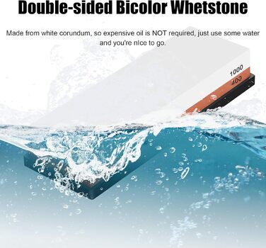 Набір для заточування ножів Emsmil 2-в-1 з зернистістю 400/1000, двосторонній, професійний, з антиковзким силіконовим основанням