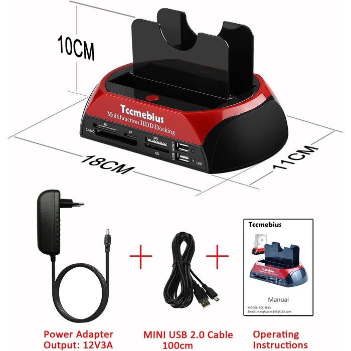 Док-станція Tccmebius TCC-S862-DE для HDD/SSD 2.5/3.5