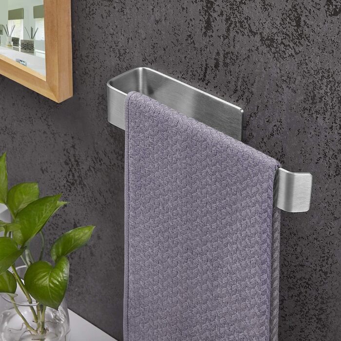 Тримач для рушників на липучці без свердління, сріблястого кольору, 25 см, для ванної кімнати