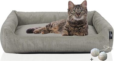 Кігтеточка-ліжко для котів Rohrschneider з м'яким кордовим матеріалом та ігровим набором (Сірий)