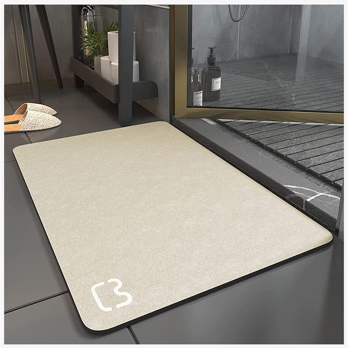 Absorbent Bath Mat, Non-Slip Bathroom Rug, Microfiber Bath Mat, Non-Slip Shower Mat, Quick-Drying, Rug for Living Room, Kitchen, and Toilet, Machine Washable (Dark Blue, 40*60) Beige 40 x 60 cm