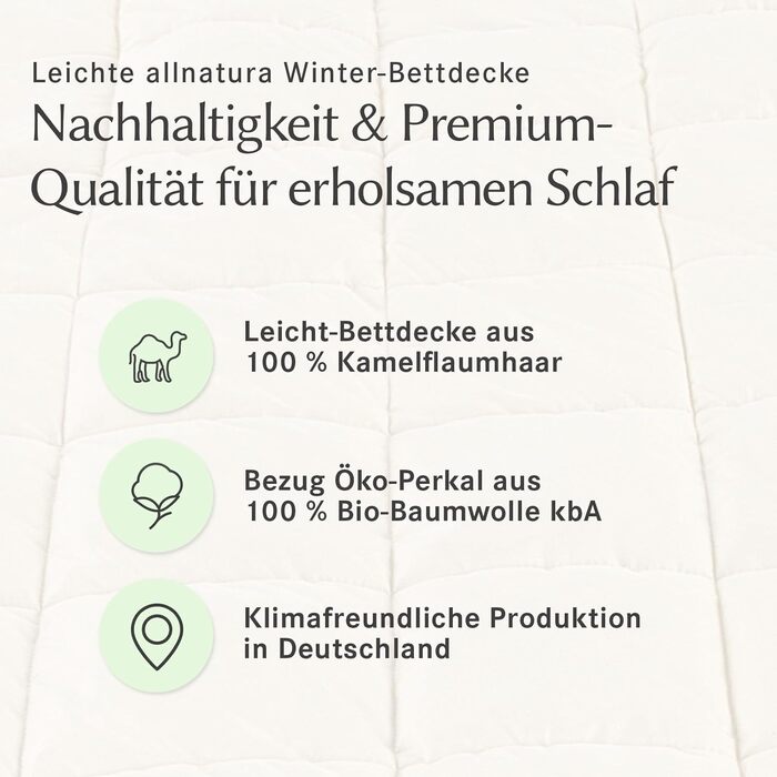 allnatura Lyovita Lycocell-Duo 135x200 cm Duvet - warm duvet optimally climate-regulating for 4 seasons - Breathable comforter filled with Lyocell/Tencel - suitable for allergy sufferers Lyocell-tencel Crèmeton
