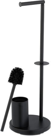 Набір для ванної кімнати Relaxdays, нержавіюча сталь, 68 x 22 см, підставка для туалетного паперу, щітка для унітазу з тримачем, чорний колір