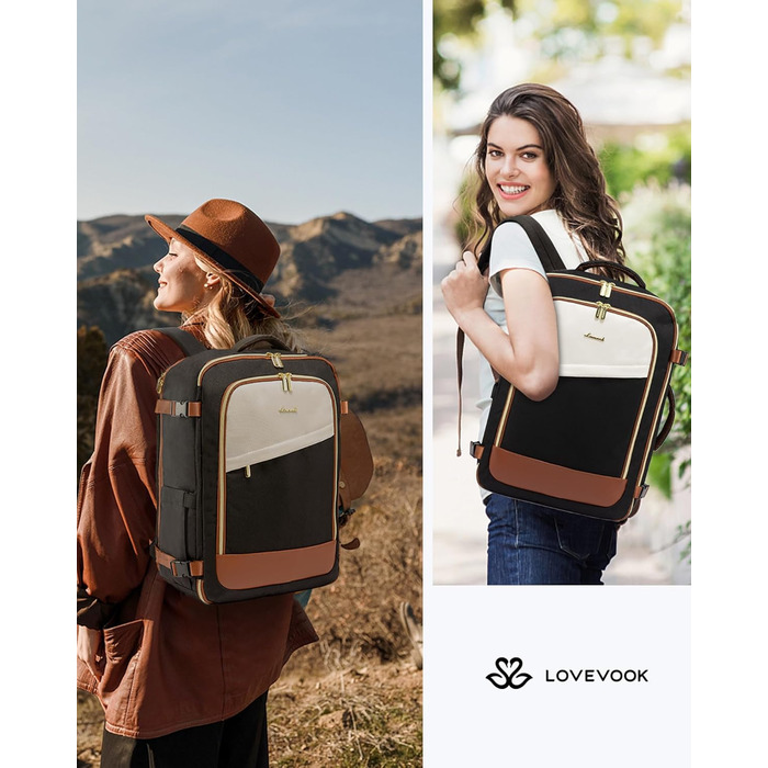 LOVEVOOK Рюкзак для жінок, великий, ручна поклажа, дорожній рюкзак 40x30x20, водонепроникний, рюкзак для ноутбука з відділом для ноутбука, туристичний рюкзак з відділом для взуття, шкільний рюкзак для школи, літака, кемпінгу, роботи, 15.6 дюймів - 30 л, 2