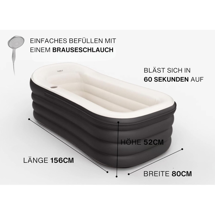 Надувна ванна Tubble Royale Black Onyx 255 літрів: розкішне домашнє спа для дорослих