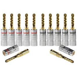 Комплект поглибних бананових роз'ємів POPPSTAR (24 шт.), до 6мм², 24K золоте покриття, червоні та чорні (12+12)