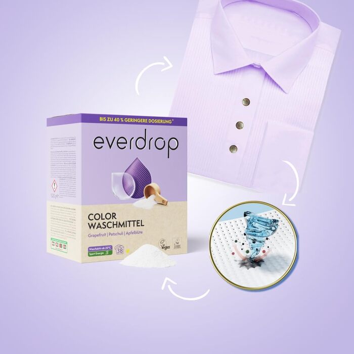 Набір пральних капсул для кольорових речей everdrop (38 циклів прання, з боксом для зберігання)