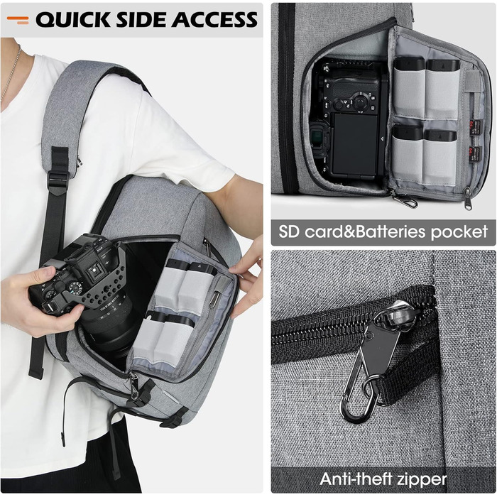 Сумка для камери RAINSMORE – рюкзак для фотографів з відділенням для ноутбука 15.6 дюймів, сумісний з Nikon, Canon, Sony
