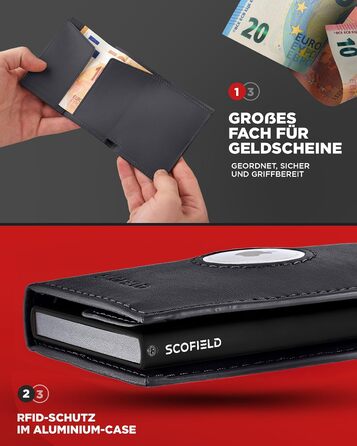 SF SCOFIELD Duality Magflip Airtag Wallet (Cardholder without Coin Pocket) - Wallet for 8-10 Cards - Men's Wallet with RFID Protection - Slim Wallet - Smart Wallet - Card Case with Air Tag Compartment - Purse
