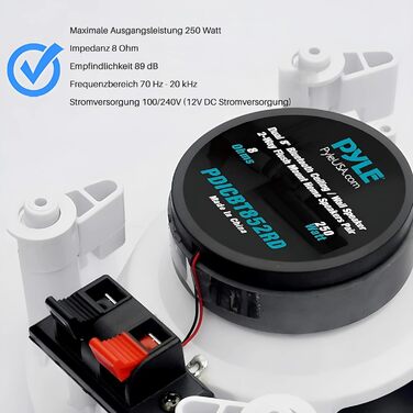 Вбудовані Bluetooth-колонки Pyle 200Вт, 16,5 см, для стелі, стін, домашнього кінотеатру, офісу, плоскі круглі, стереосистема