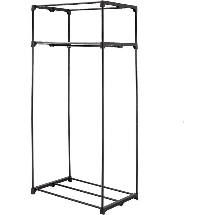 COSTWAY Wardrobe Fabric, Fabric Closet with Clothes Rod & Shelf, Fabric Clothes Closet, Folding Closet, Textile Closet for Living Room, Bedroom, Basement, 74 x 50 x 172 cm (Black)