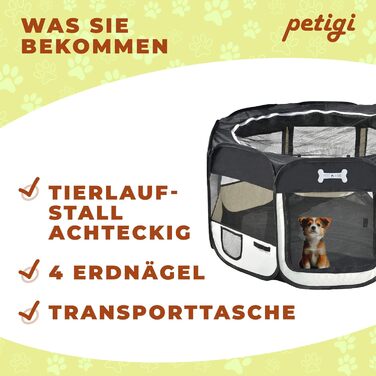 Клітка для цуценят Petigi XL, 115x115x65 см, 8-кутна, рожева (чорна), для собак, кроликів, морських свинок, котів