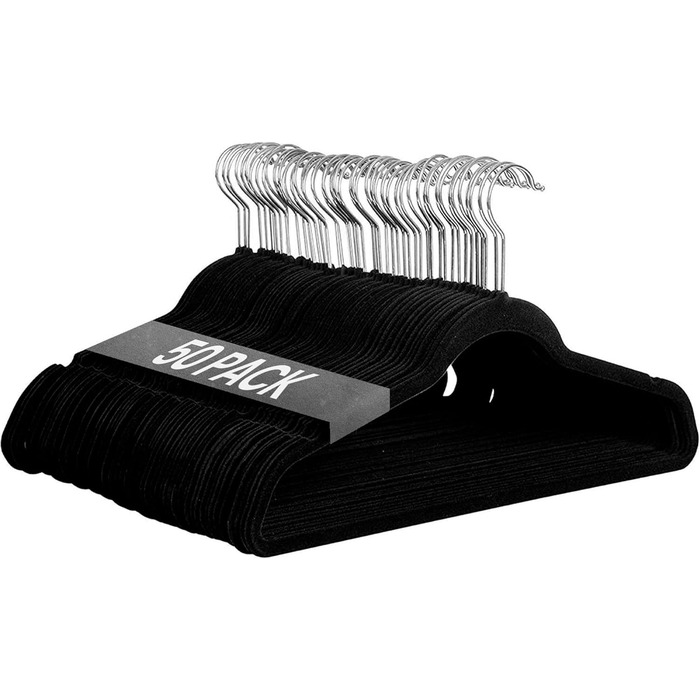 Плечики для одягу Ediesi, 50 шт., сірі, з антиковзаючим покриттям, м'які, тонкі, для штанів, сорочок, спідниць, костюмів (50 шт., сірі без плечиков)