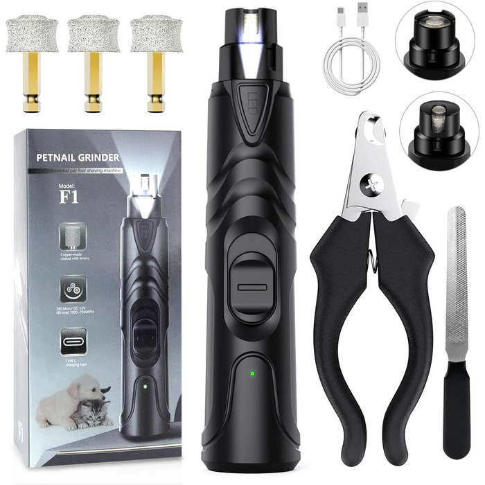 Шліфувальник для собак Krallenschleifer: професійний, тихий, для великих, середніх та маленьких порід, з ножицями для обрізки