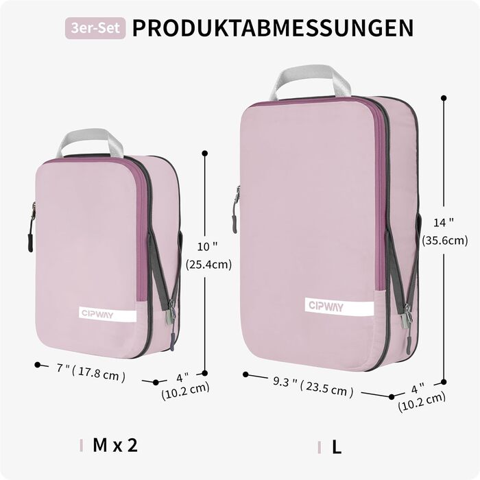 Набір кубиків-органайзерів для подорожей Cipway, 6 шт (білий, Mauve Pink), ультралегкі, розширювані