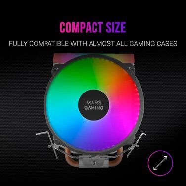 Mars Gaming MCPU33: Кулер для процесора з 2 FRGB, 3 Heatpipes, 140W, тихий вентилятор 11cm